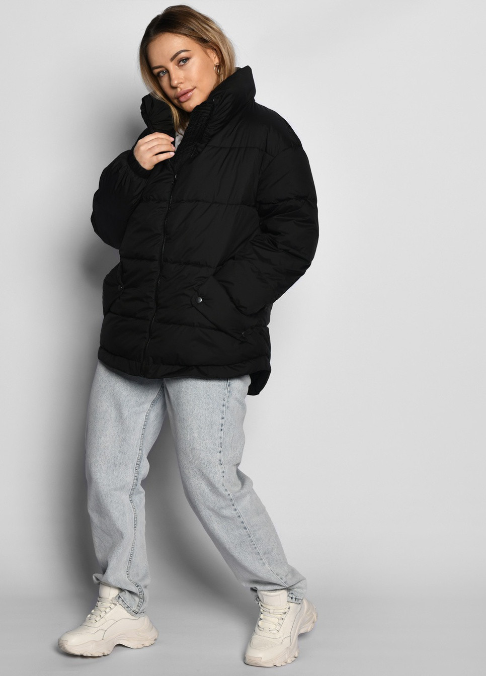 Черная демисезонная женская демисезонная куртка оверсайз X-Woyz