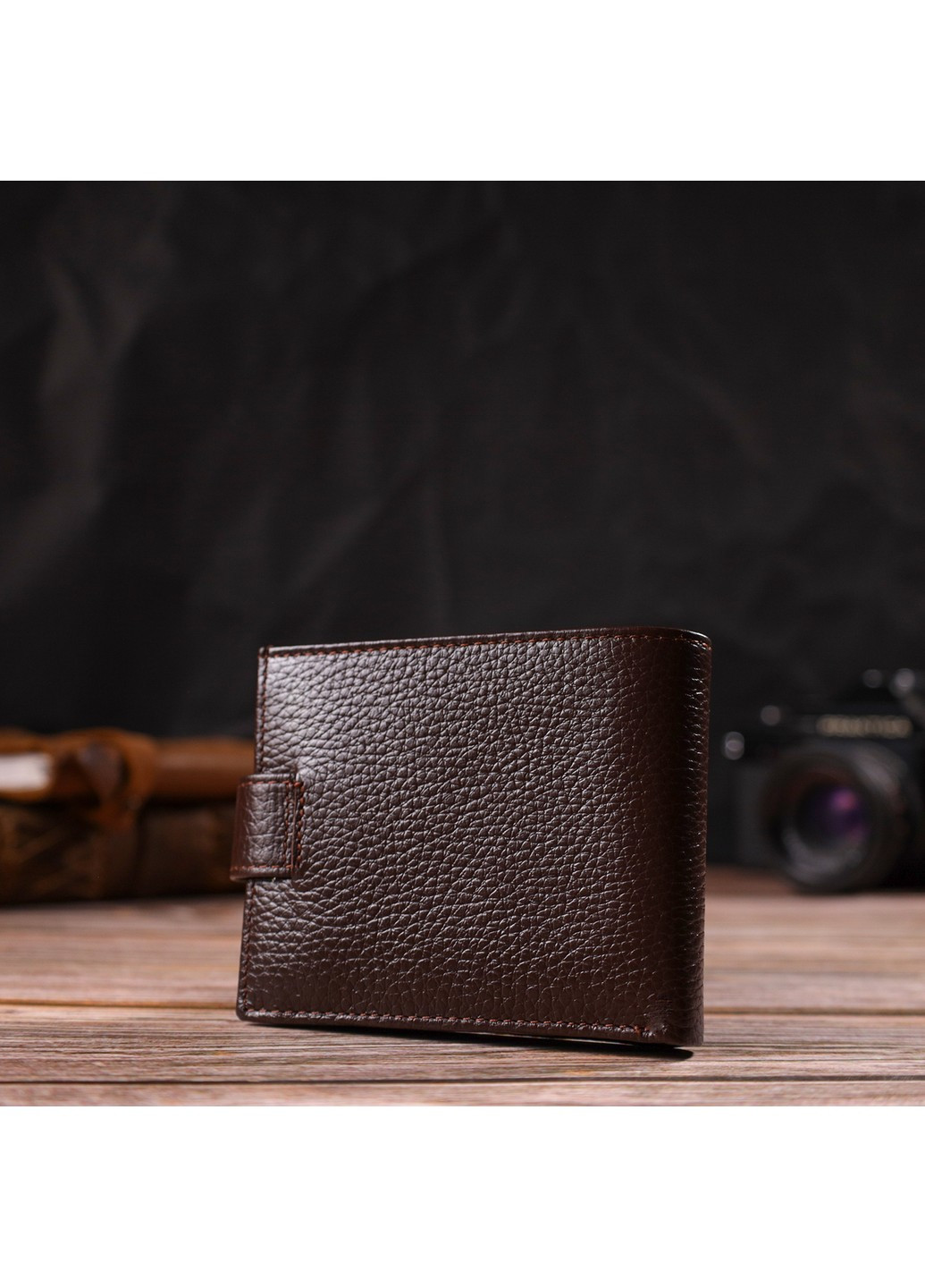 Ідеальне портмоне для чоловіків із натуральної зернистої шкіри 21881 Коричневе Canpellini (259830025)