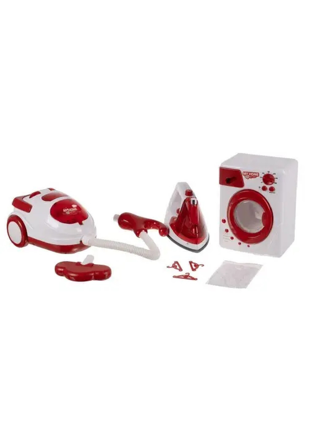 Ігровий набір комплект побутової техніки для дітей із пральною машиною праскою пилососом 3 в 1 (475824-Prob) Білий із червоним Unbranded (271958410)