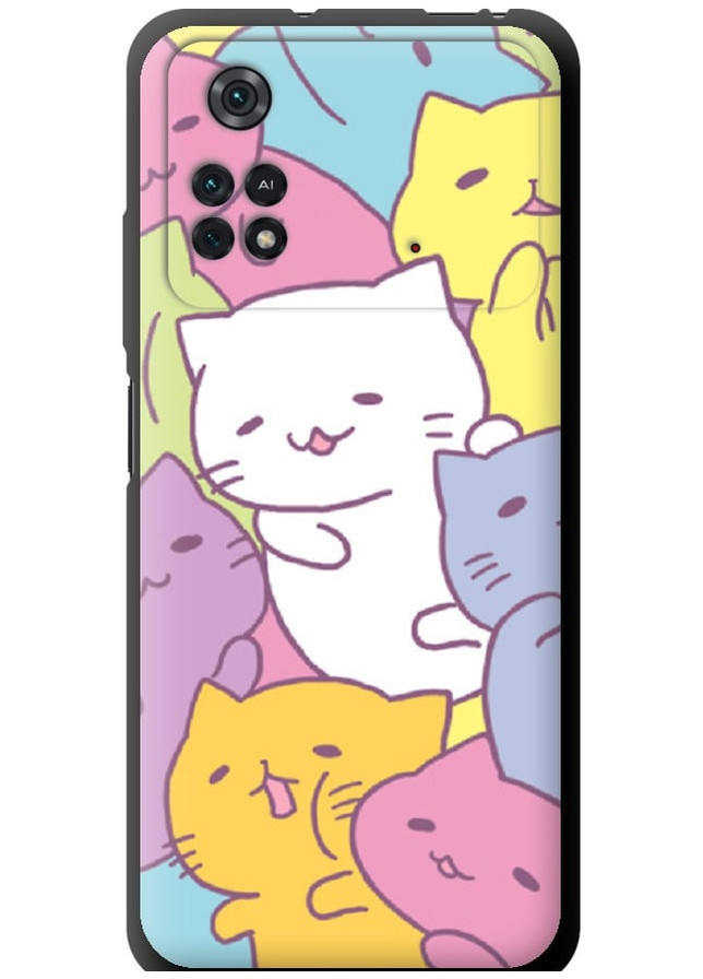 TPU черный чехол 'Котики' для Endorphone Xiaomi Poco M4 Pro (259944738)