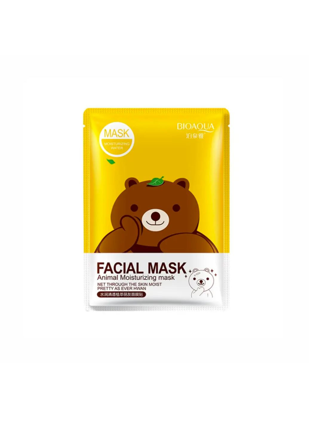 Тканевая маска для лица с экстрактом зеленого чая Animal Refreshing Plant Friends Facial Mask, 30 мл Bioaqua (277755844)