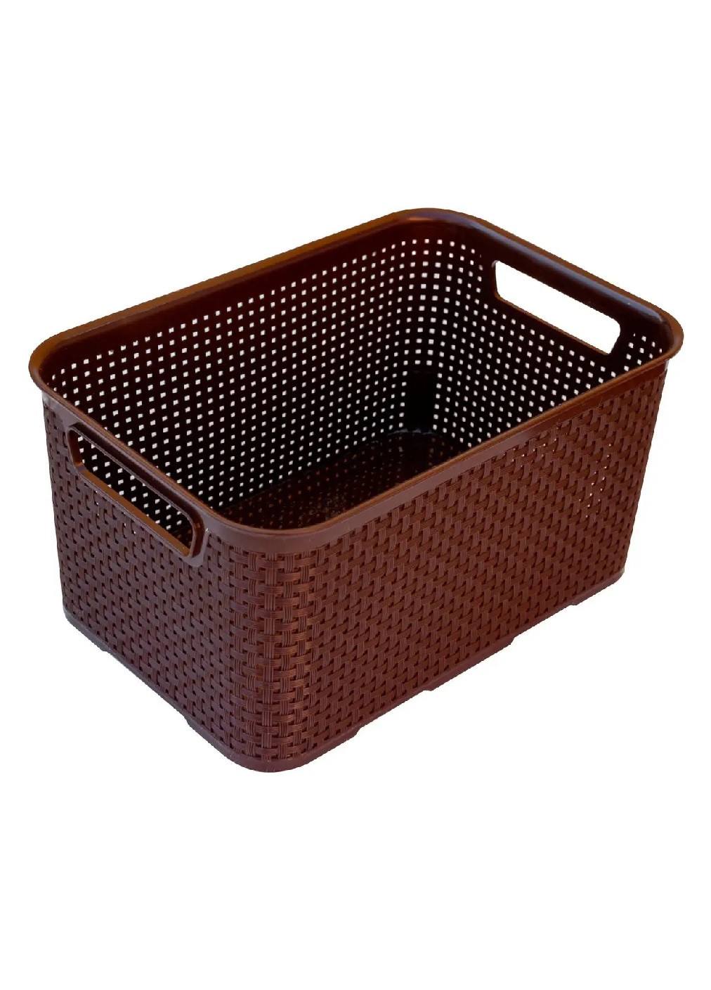 Корзина коробка бокс органайзер для хранения вещей универсальная с ручками 18.5×28×14 см (475596-Prob) Ротанг коричневая Unbranded (269002747)