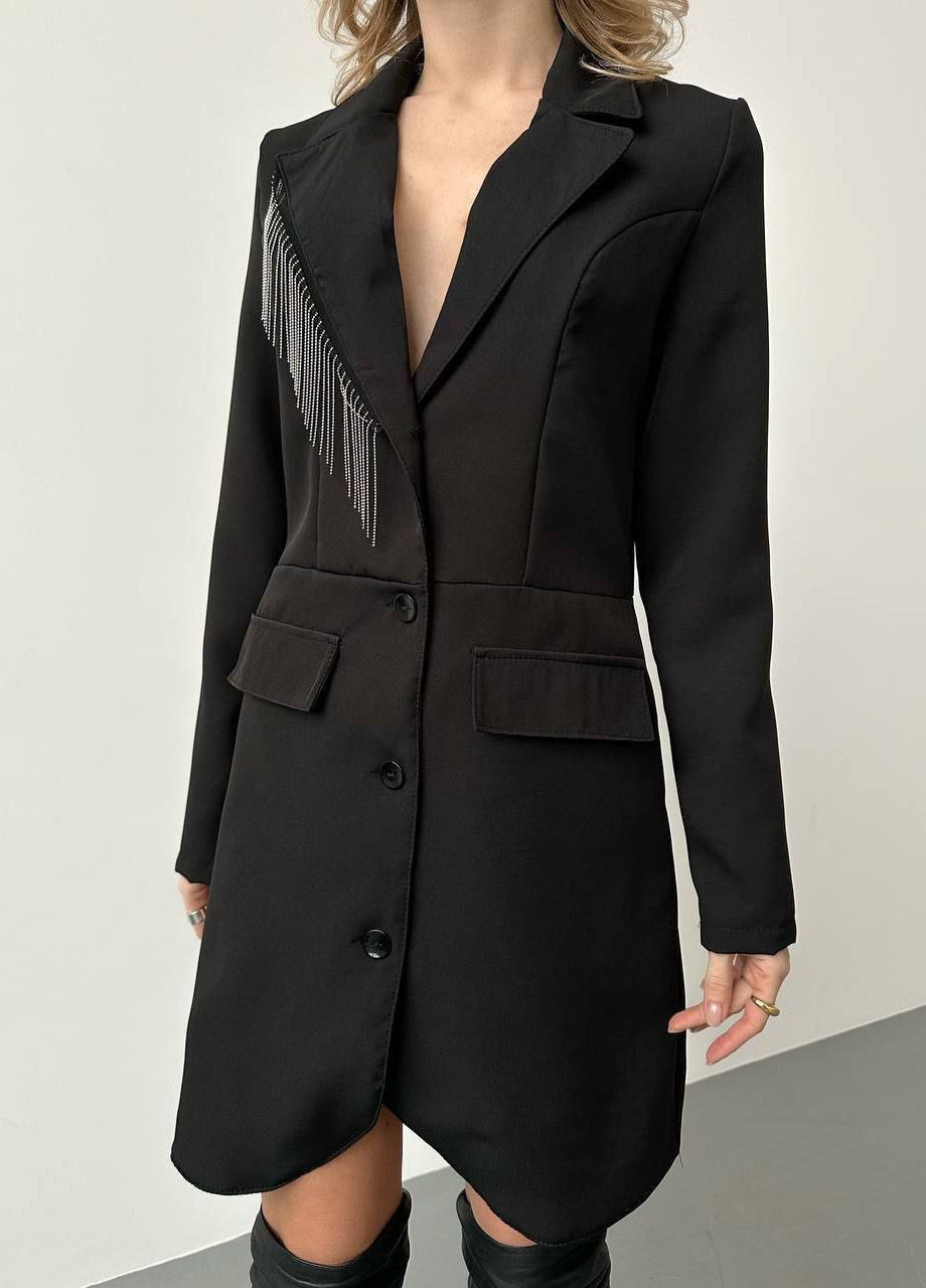 Черное повседневный платье пиджак объёмный popluzhnaya