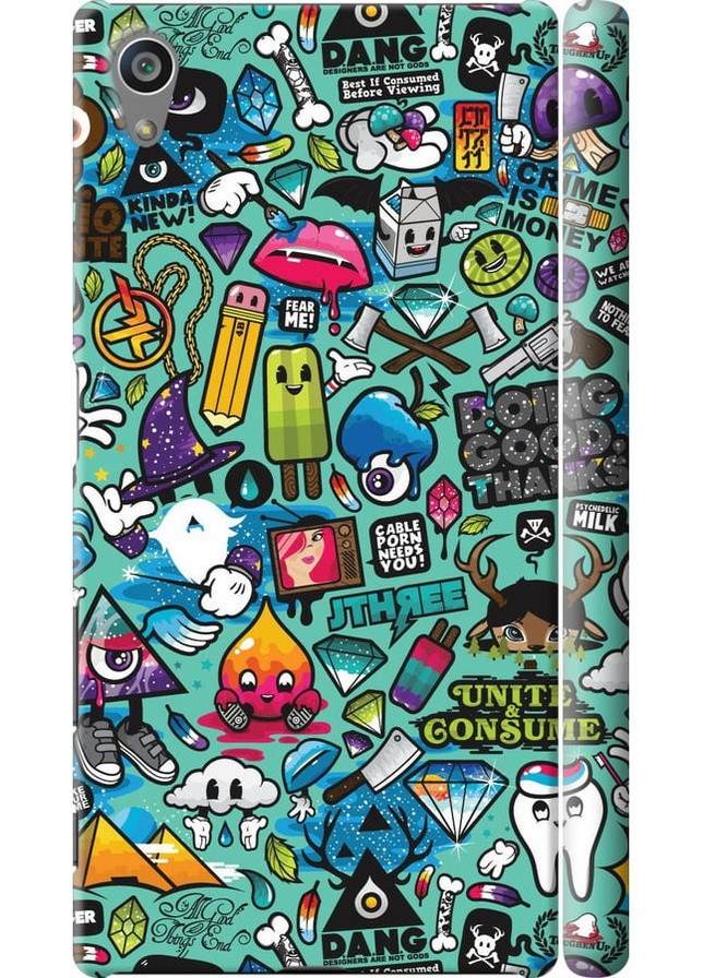 3D пластиковый матовый чехол 'Стикер бомбинг 1' для Endorphone Sony Xperia Z5 E6633 (257902414)