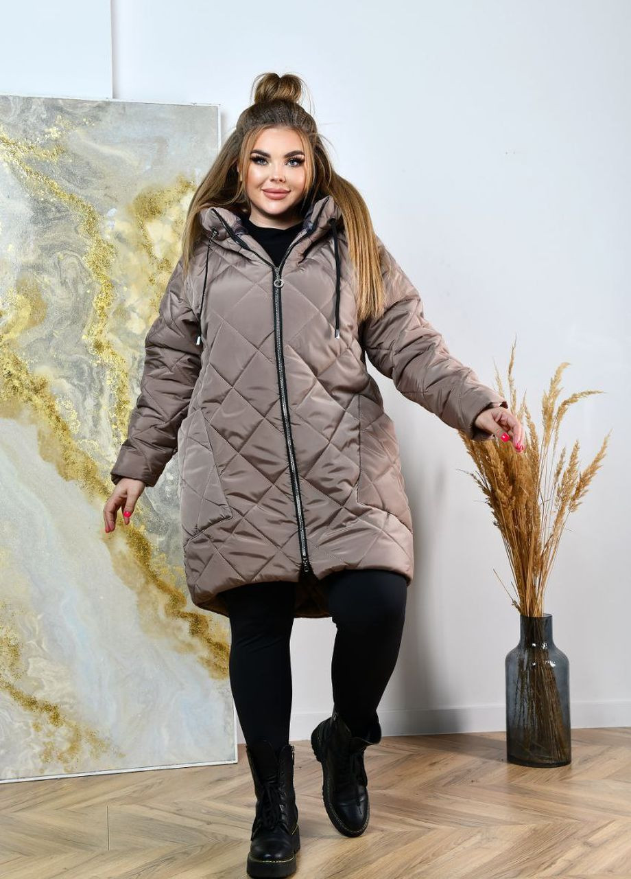 Бежевая женская теплая курточка цвет бежевый р.54 445899 New Trend