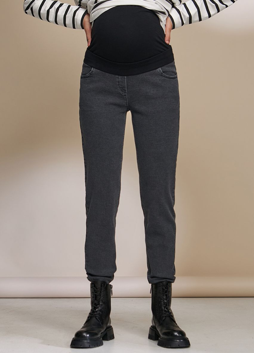 Стильные черно-серые джинсы для беременных Mom slim Юла мама - (269340577)