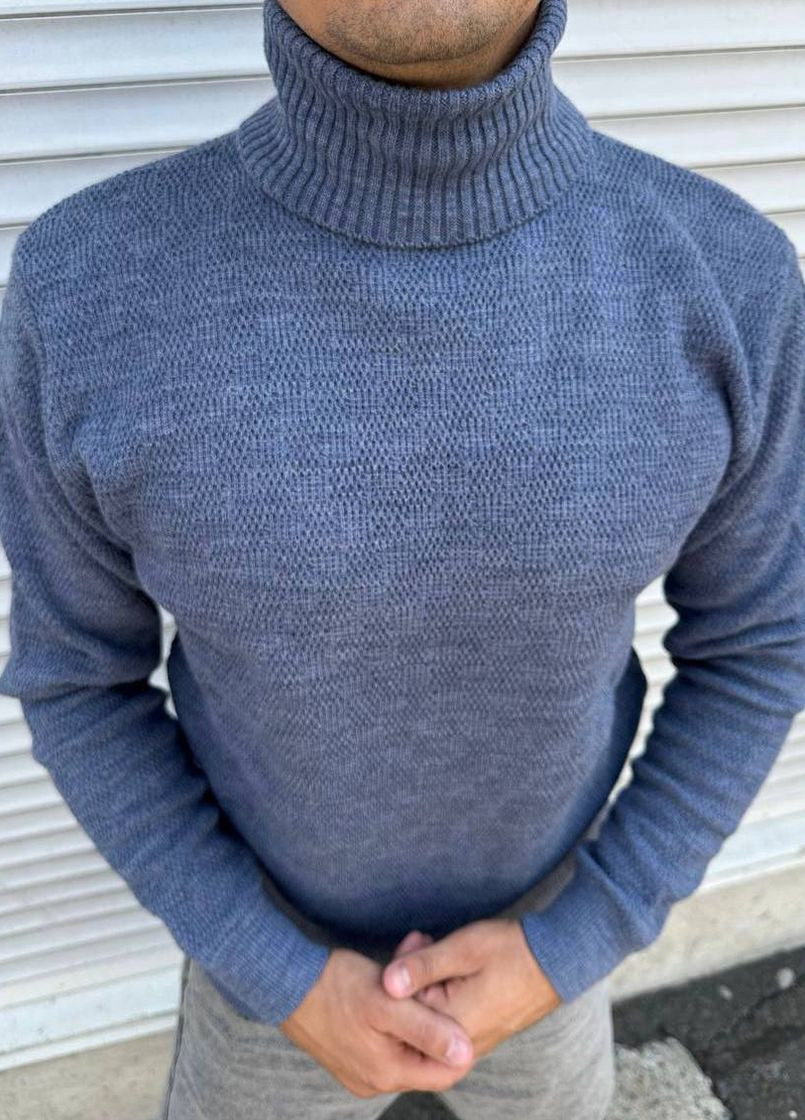 Темно-сірий зимовий чоловічий однотонний светр No Brand