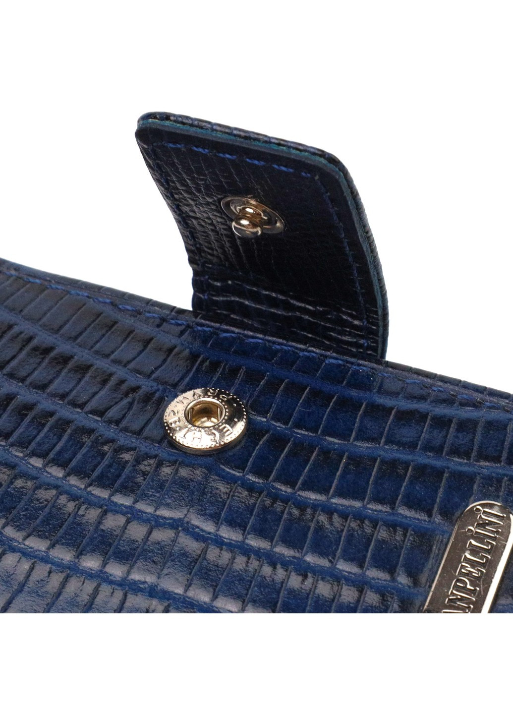 Чоловічий гаманець з натуральної шкіри горизонтального формату з тисненням 21767 Синій Canpellini (259815734)