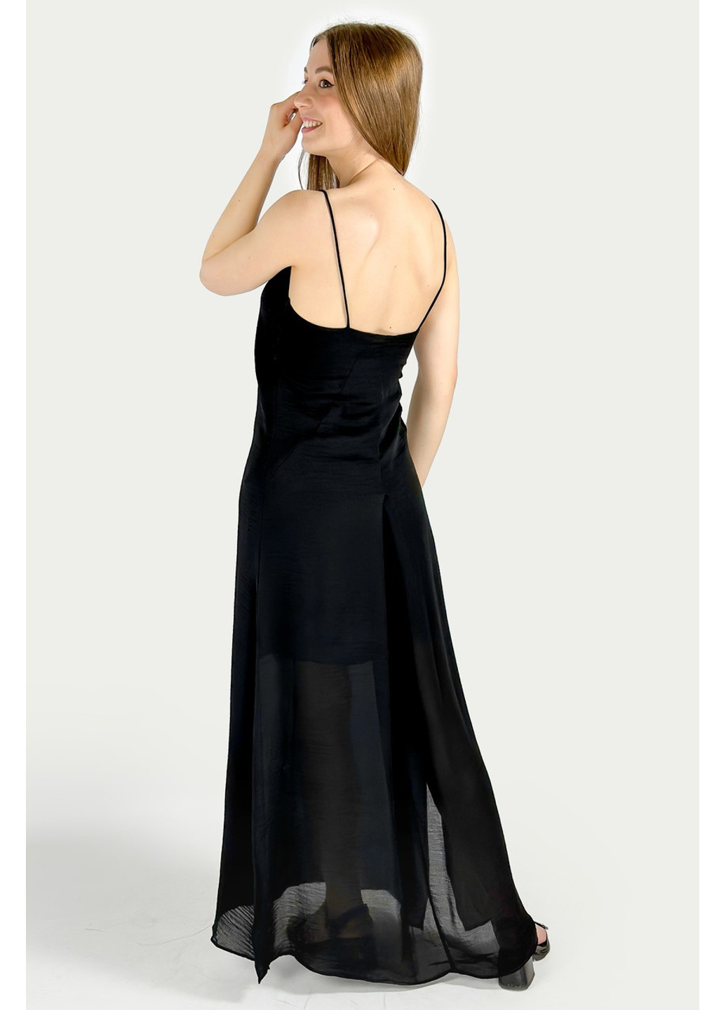 Черное вечернее платье 7700/394/800 платье-комбинация Zara однотонное