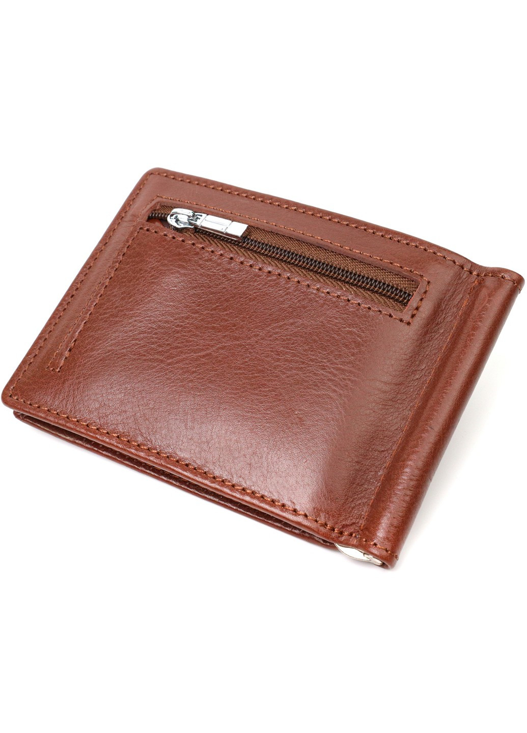 Удобный зажим для денег из натуральной гладкой кожи 19427 Коричневый st leather (267927757)