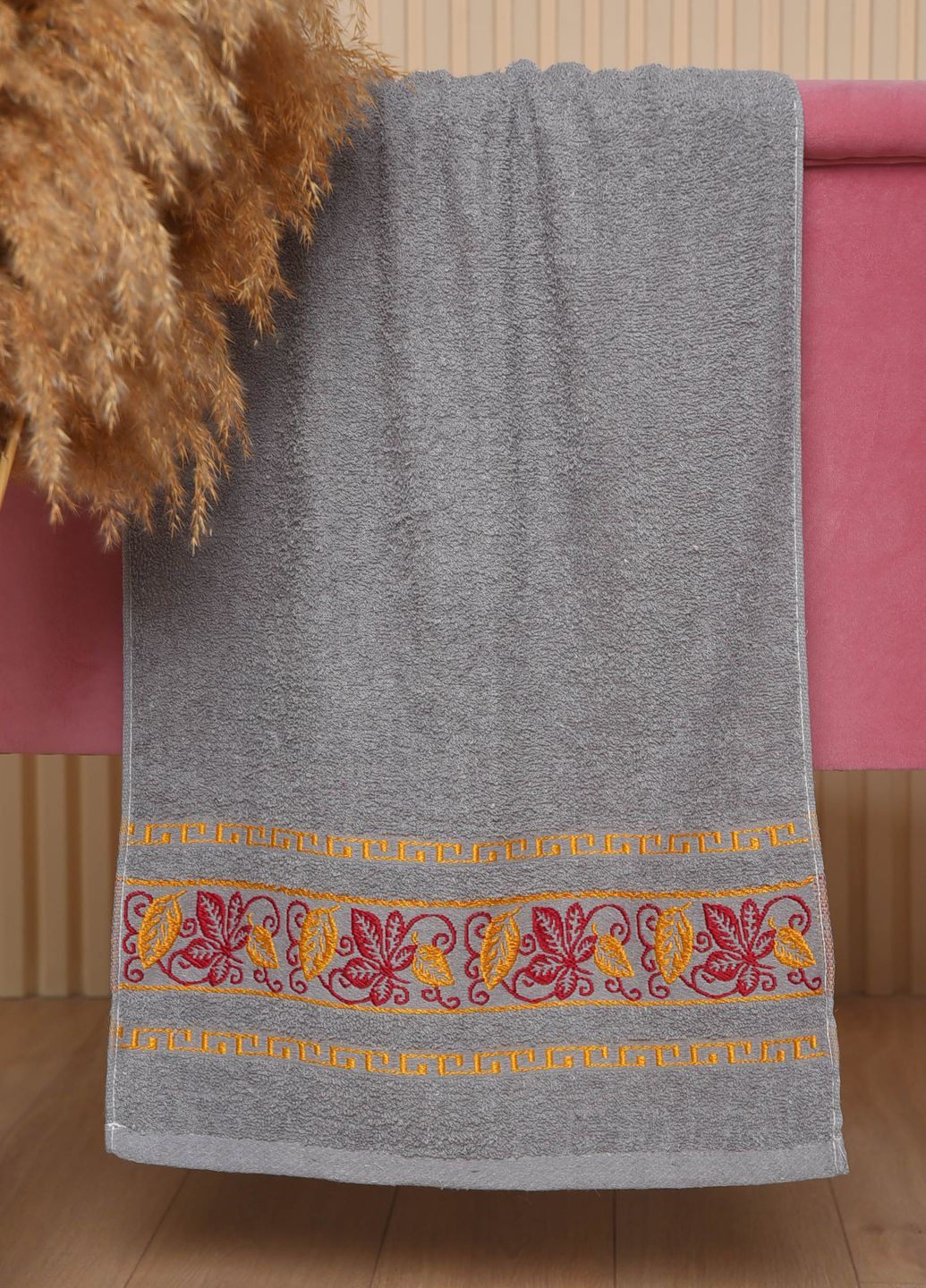 Полотенце для лица махровое серого цвета Let's Shop однотонный серый