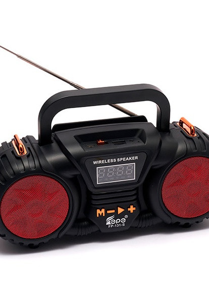 Портативне FM-радіо EPE FP-131-S з USB/TF/MP3 Музичний плеєр Акумуляторний із сонячною панеллю Чорний із червоним FK31-401 Led (257135593)