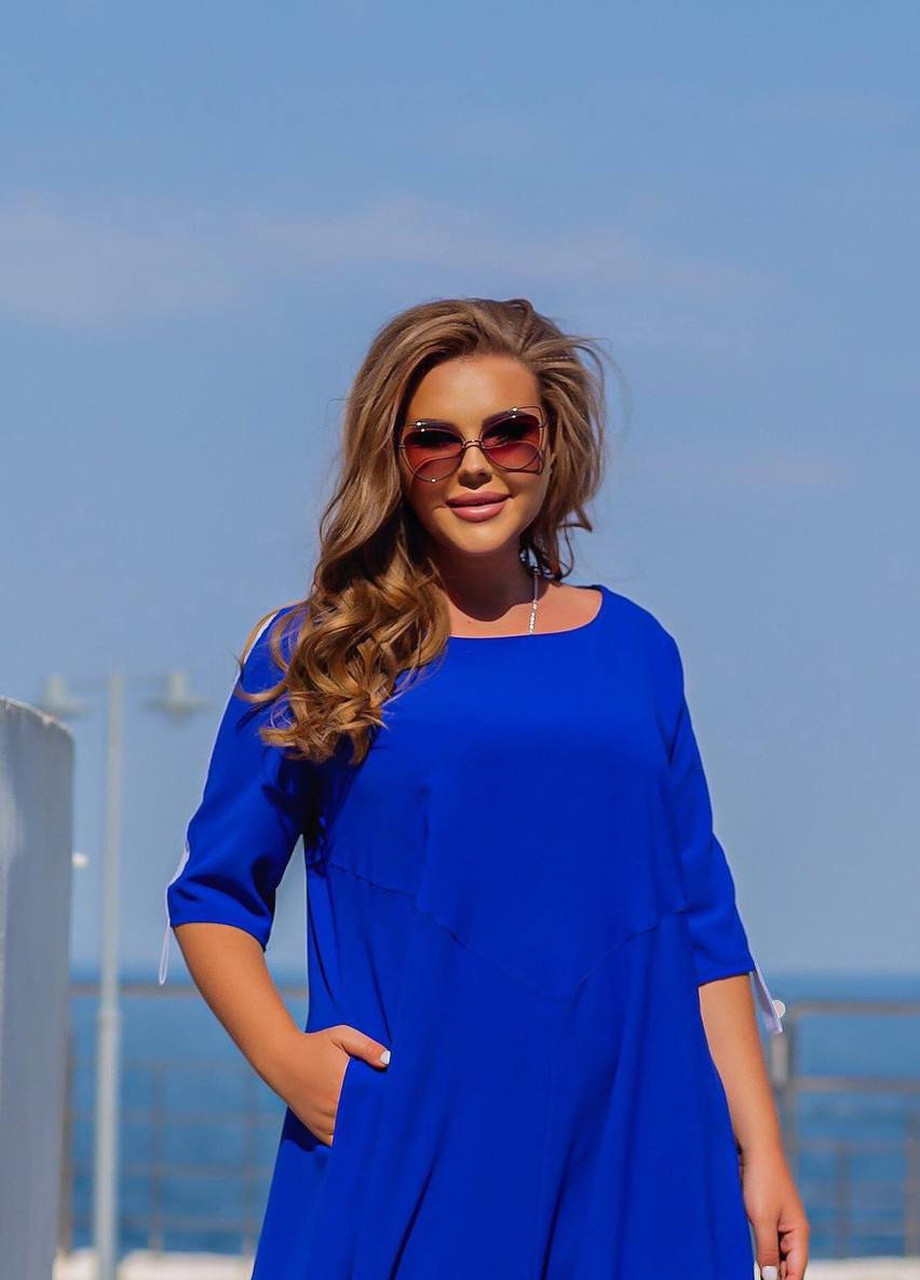 Синее женское свободное платье цвет электрик р.50/52 432282 New Trend