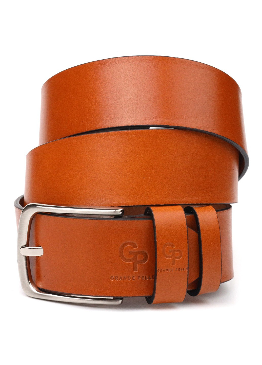 Люксовый ремень для мужчин из натуральной кожи 21473 Рыжий Grande Pelle (258286316)