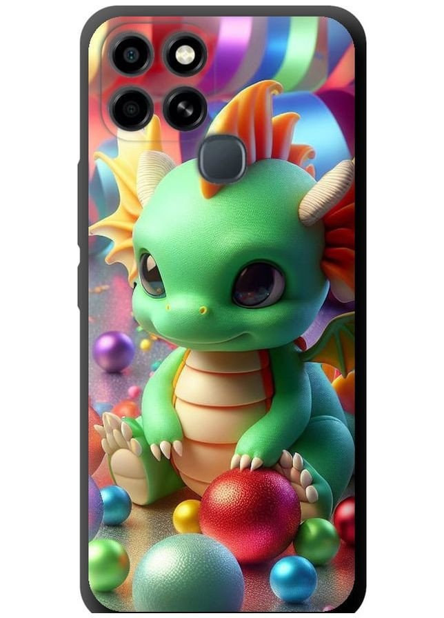 TPU чорний чохол 'Веселий дракончик' для Endorphone Infinix Smart 6 (275458056)