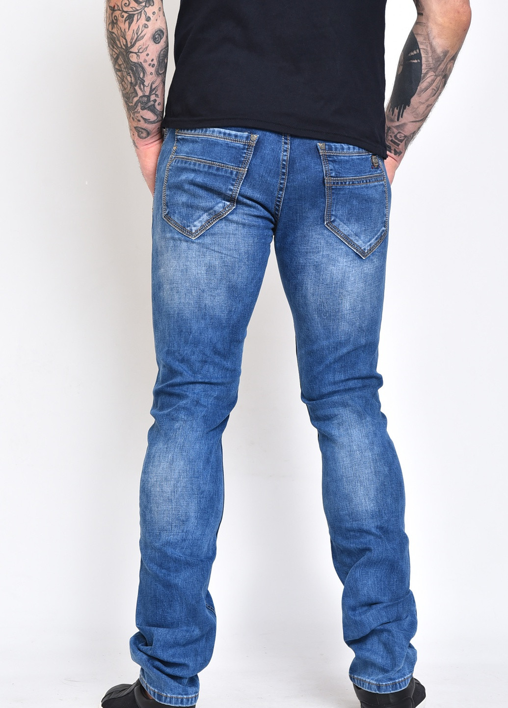 Синие джинсовые демисезонные зауженные брюки Let's Shop