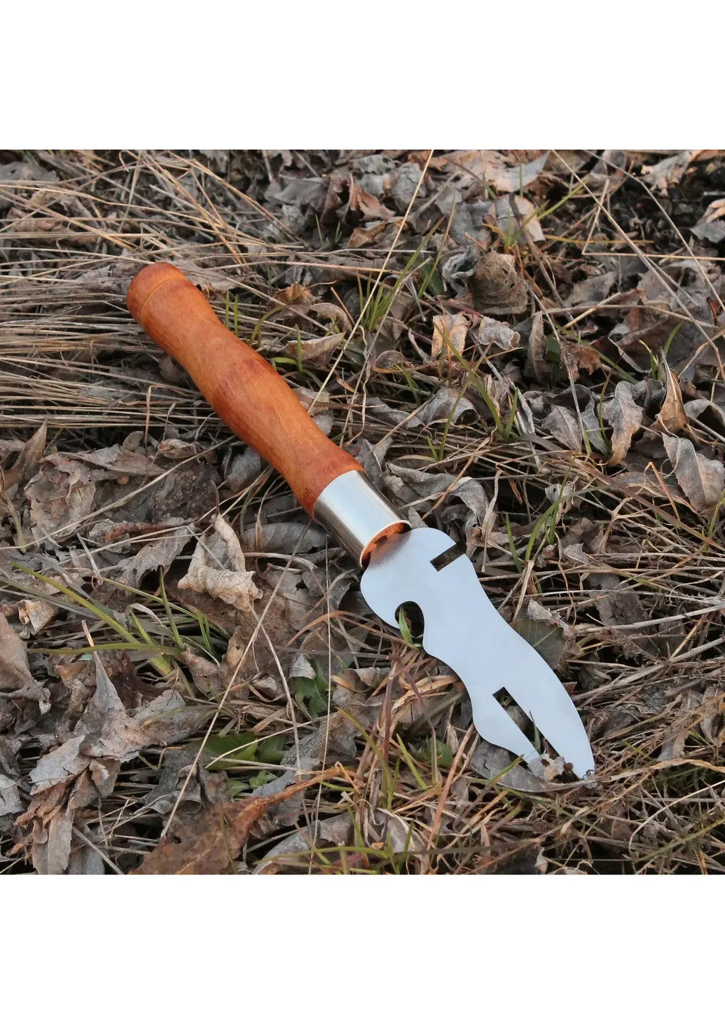 Многофункциональная вилка для снятия мяса и шашлыка + открывачка + нож 28 см Wood&Steel (259055825)