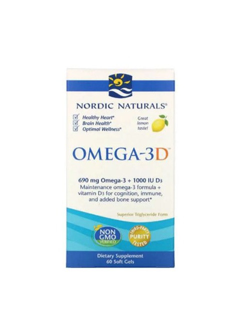 Omega-3D 1000 mg 60 Soft Gels Great Lemon taste Nordic Naturals (258961313)