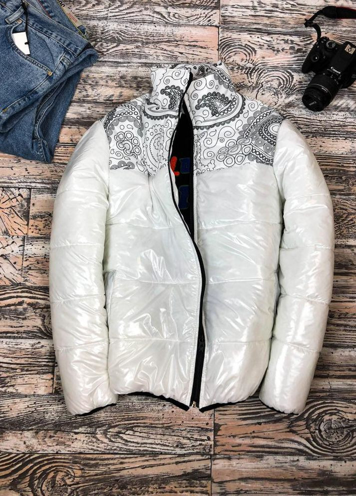 Біла зимня стильна тепла чоловіча куртка No Brand