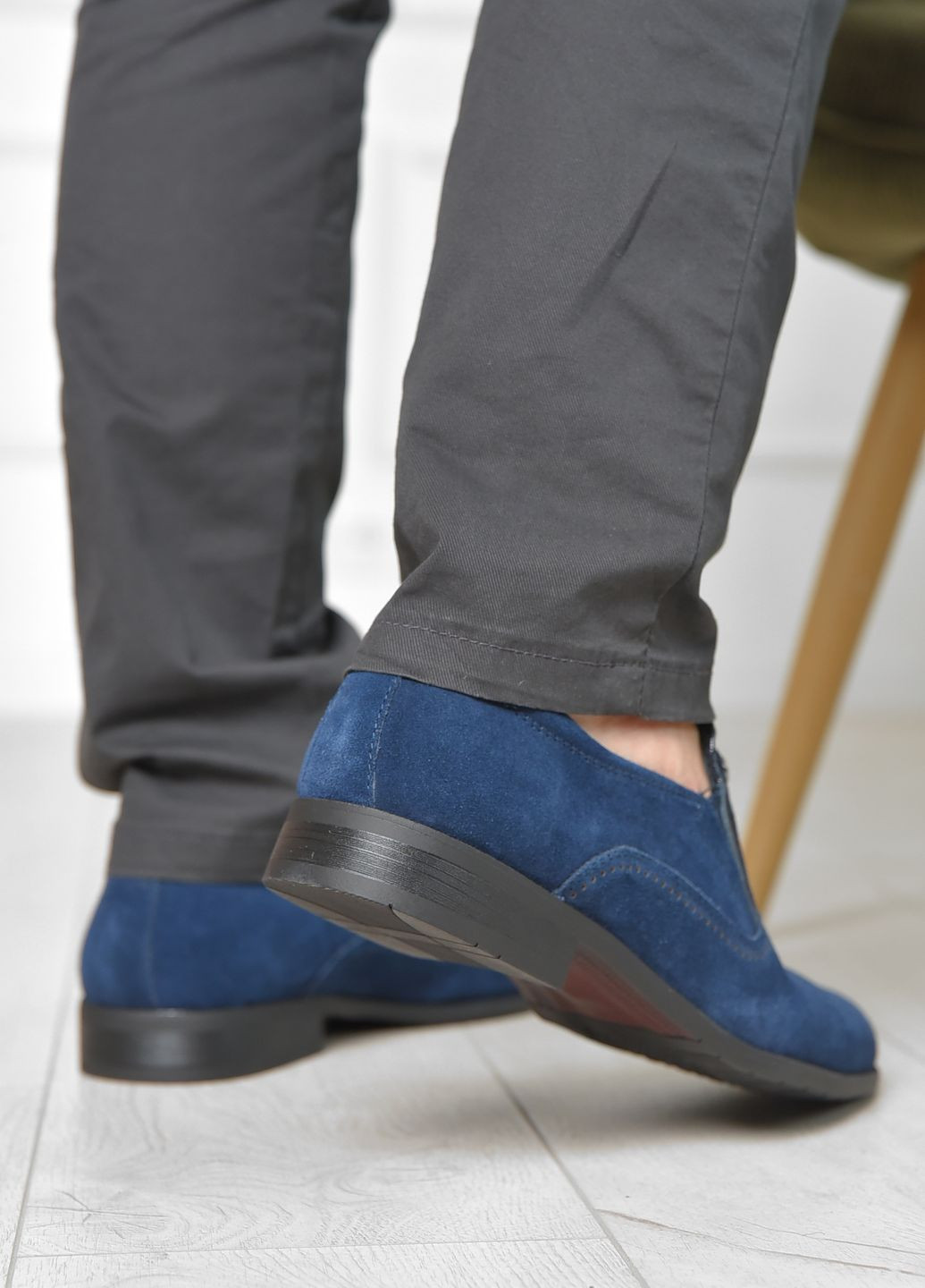 Синие классические туфли мужские синего цвета Let's Shop без шнурков