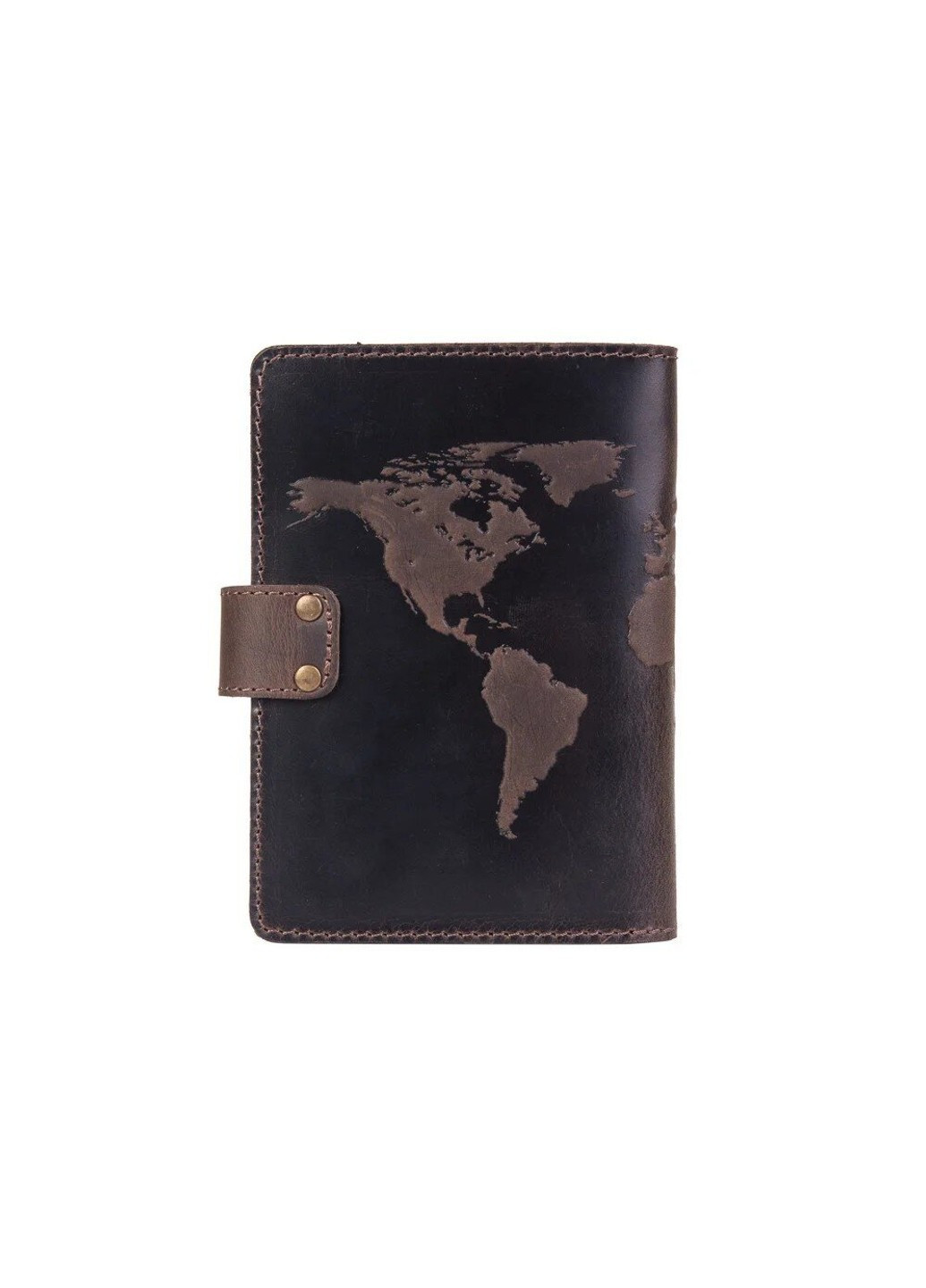 Обложка для паспорта из кожи «World Map» PB-02/1 Shabby Alga Темно-зеленый Hi Art (268371449)