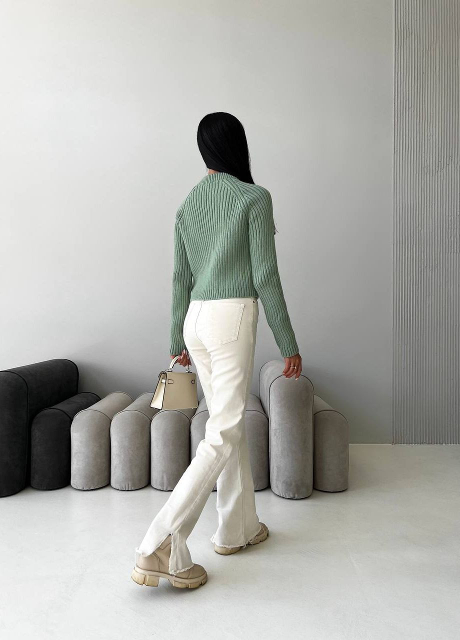 Женский свитер с текстурным узором цвет оливковый р.42/46 441956 New Trend (263133704)