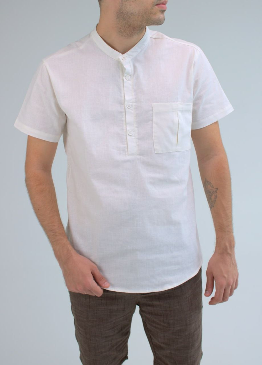 Белая повседневный рубашка однотонная Vakko