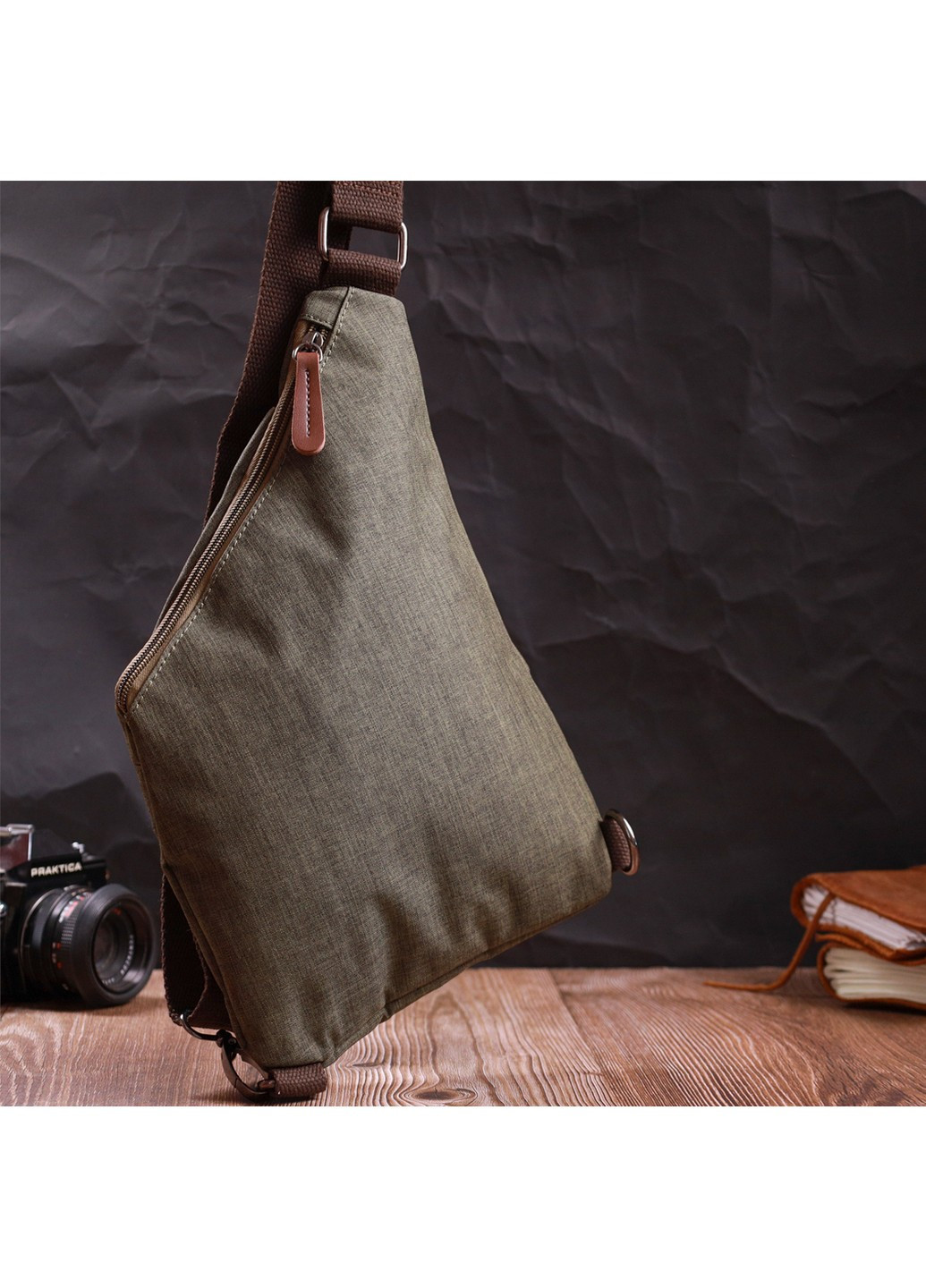 Удобная сумка через плечо для мужчин из текстиля 22197 Оливковый Vintage (267925322)