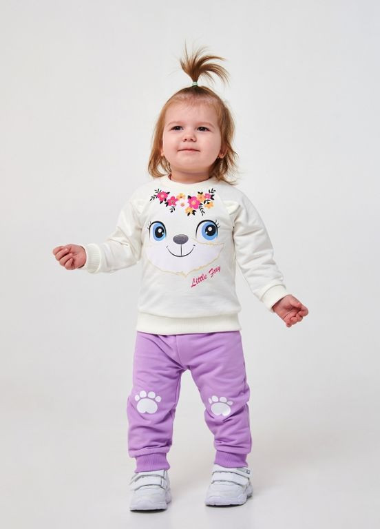 Молочний дитячий костюм (світшот+штани) | 95% бавовна | демісезон | 80,86 | малюнок лисичка молочний Smil