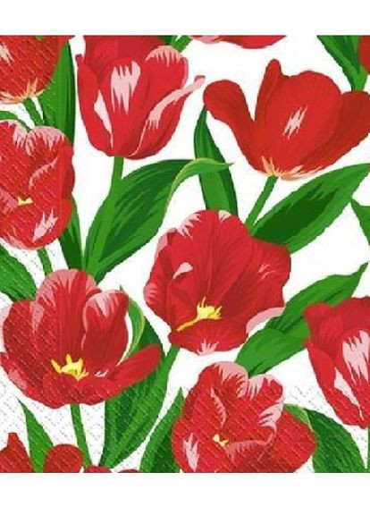 Салфетки бумажные Красные тюльпаны 3 слоя 18 шт. Марго (266826219)