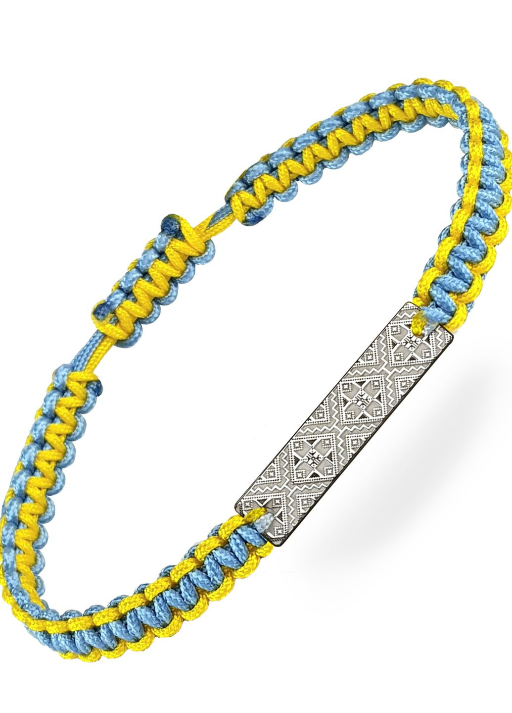 Серебряный браслет шамбала Вышиванка нить жёлто-голубая «Ровно» родированное серебро Family Tree Jewelry Line (266623036)