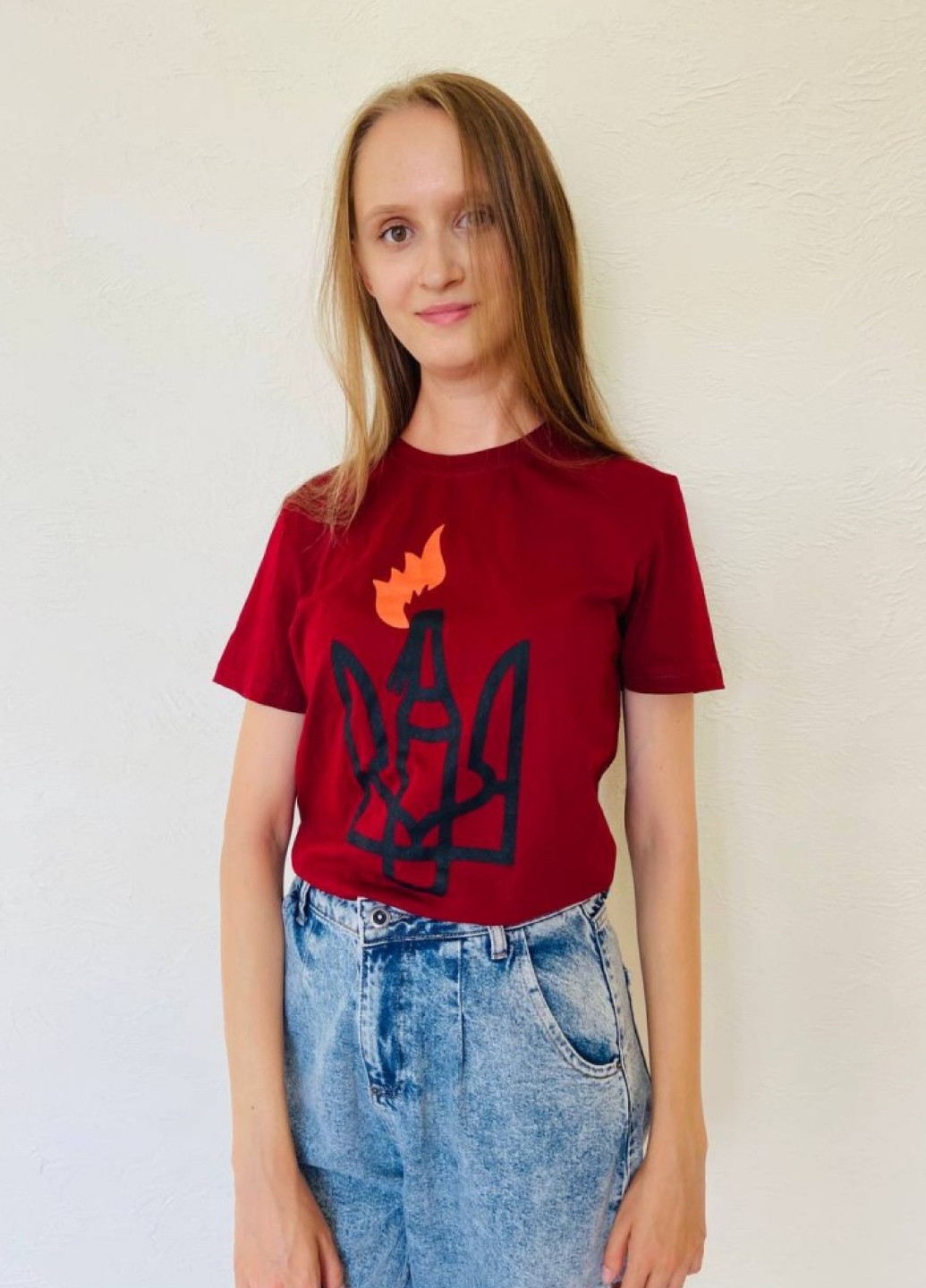 Червона літня жіноча патріотична футболка з коротким рукавом No Brand