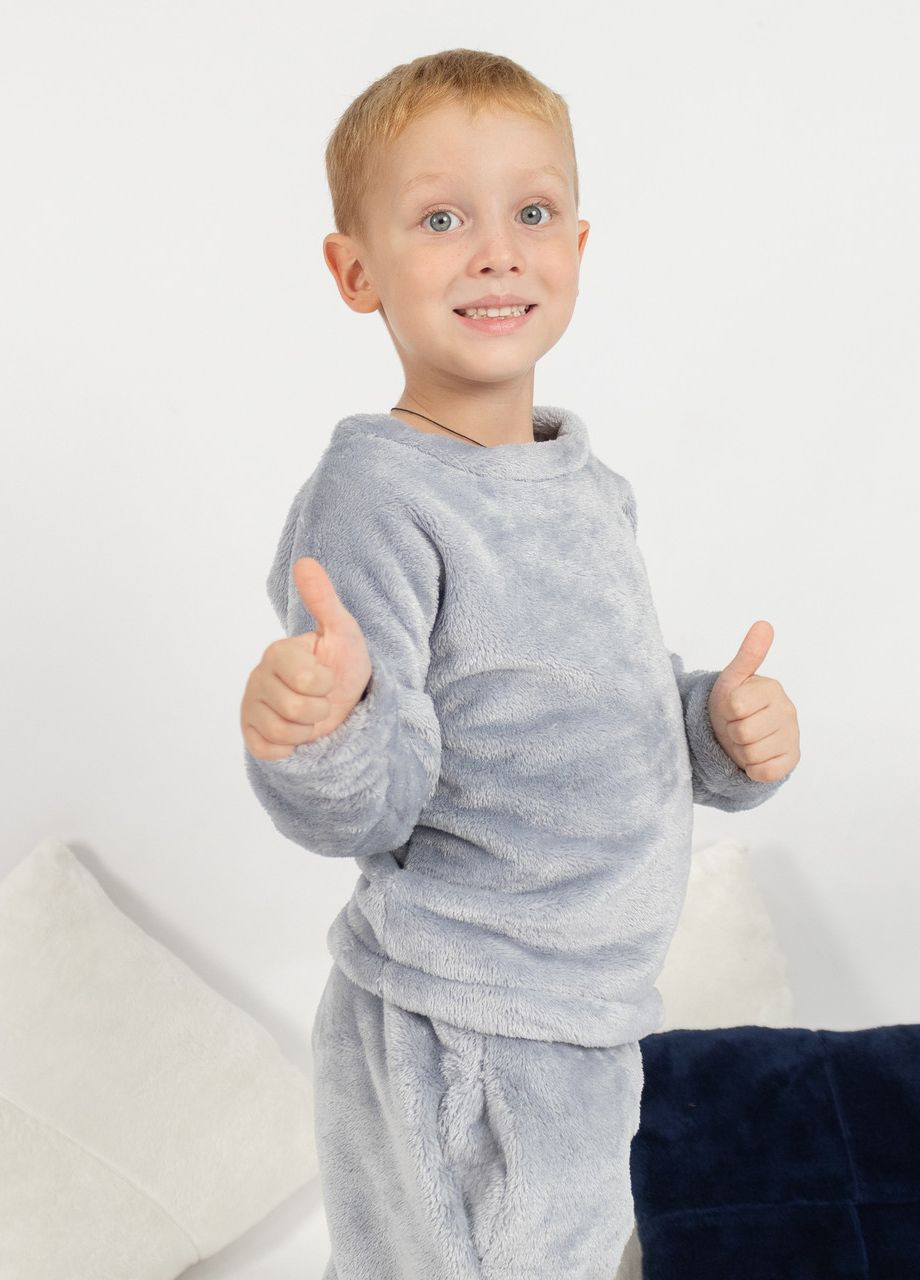 Серая пижама детская домашняя махровая кофта со штанами серый Maybel