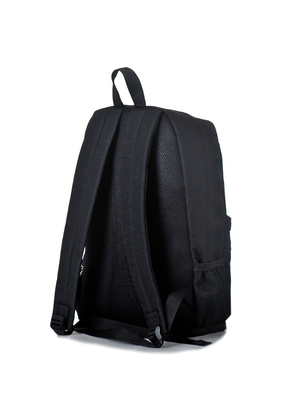 Однотонный непромокаемый прочный тканевый рюкзак черного цвета с белым рисунком льва с боковыми карманами No Brand (258591319)