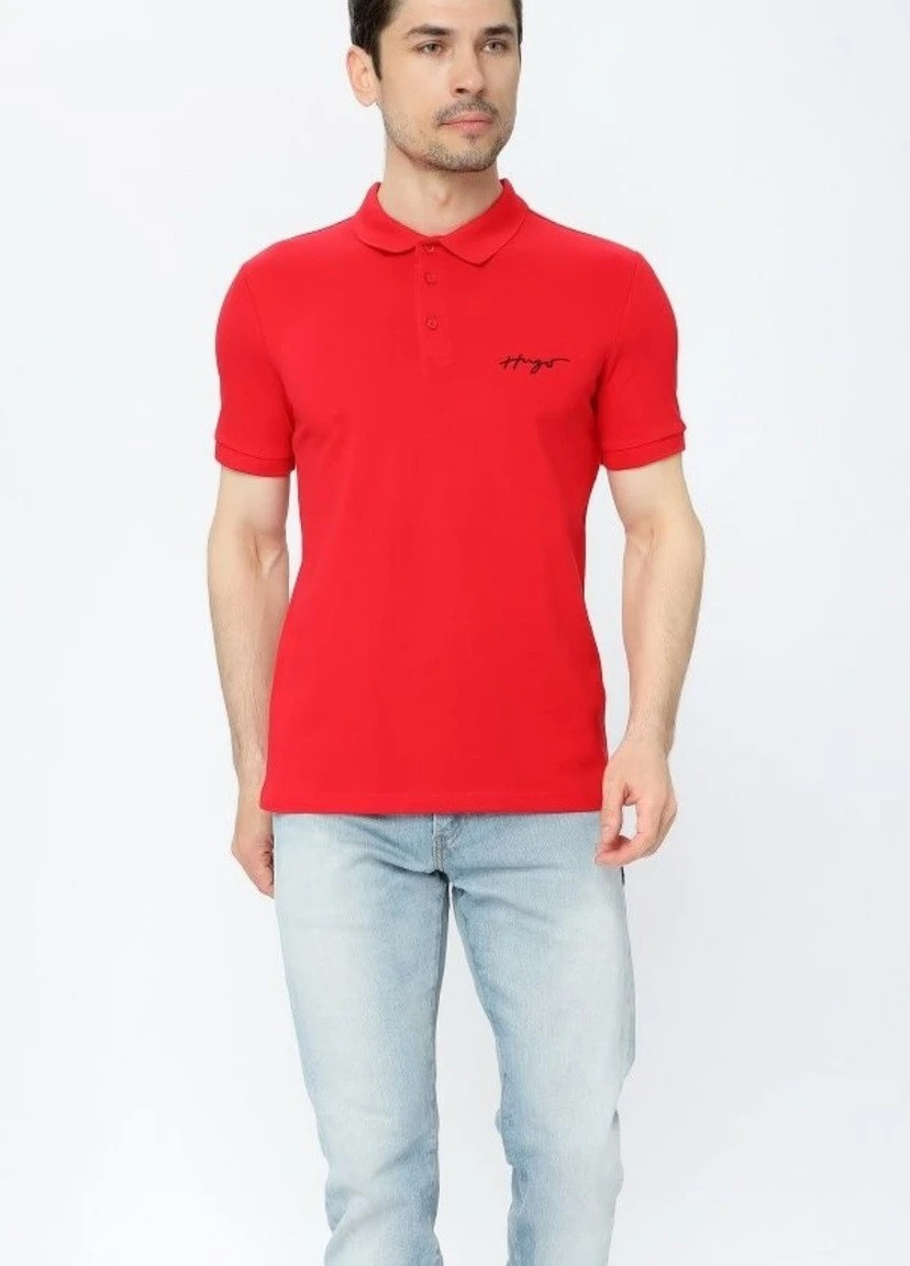 Красная футболка-поло мужское для мужчин Hugo Boss с логотипом