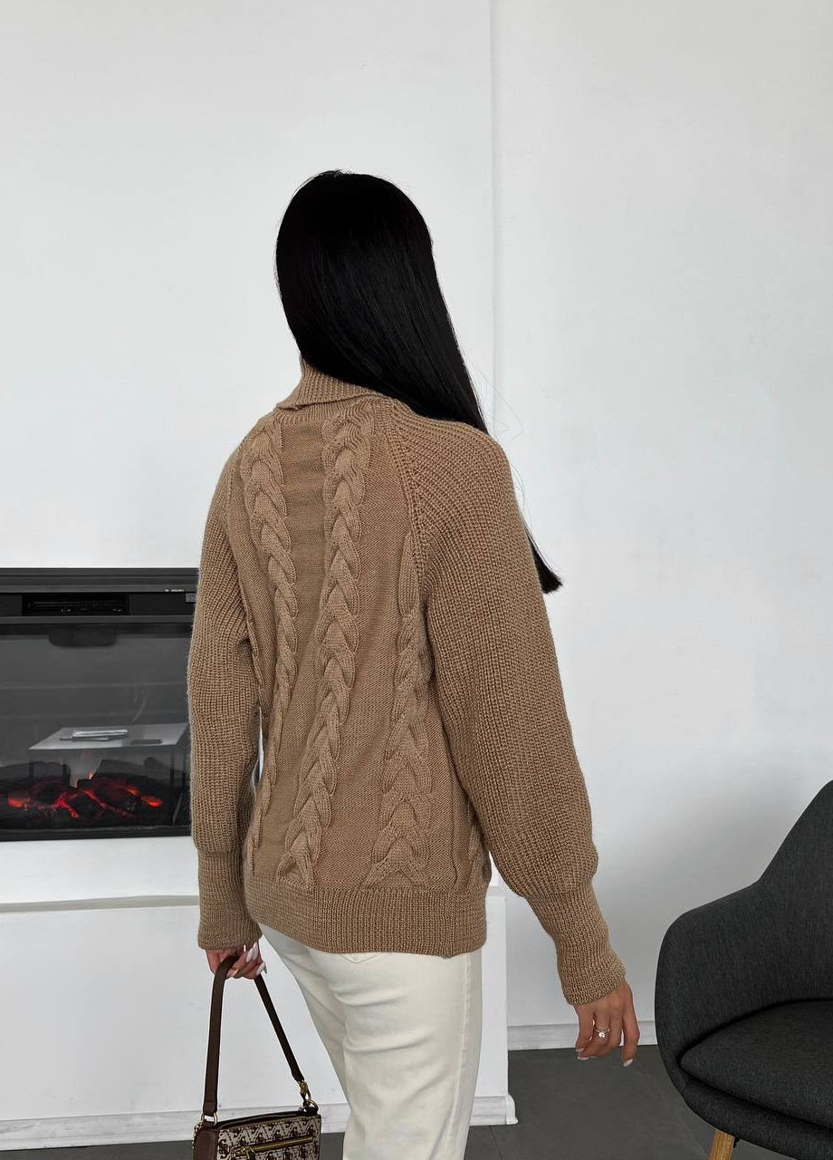 Женский вязаный свитер с объемными рукавами цвет кемел р.42/46 443577 New Trend (266784006)