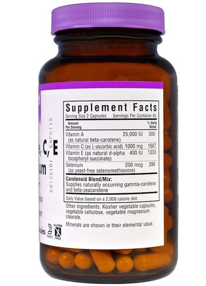 Beta Carotene, C, E Plus Selenium 120 Veg Caps BLB0322 Bluebonnet Nutrition (256719677)