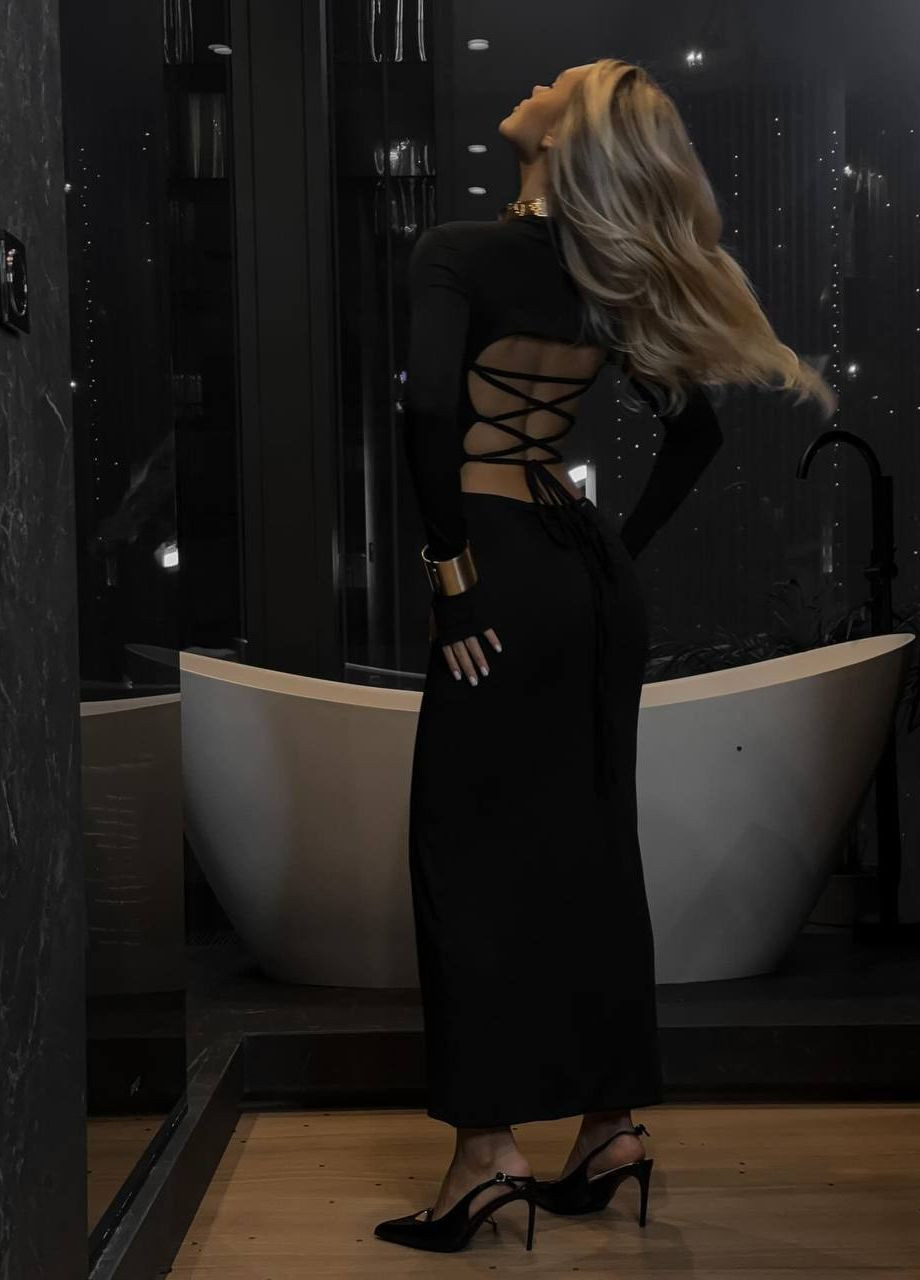 Черное женское платье креп-дайвинг No Brand