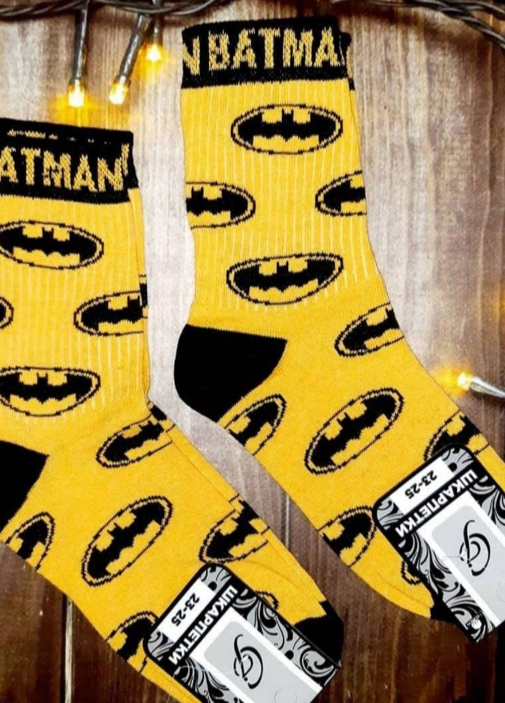 Модные желтые высокие носки прикол с принтом Бетмен No Brand (266697979)