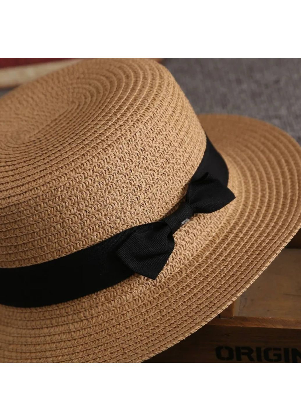 Доросла солом'яний капелюшок Темно-бежевий No Brand (260134812)