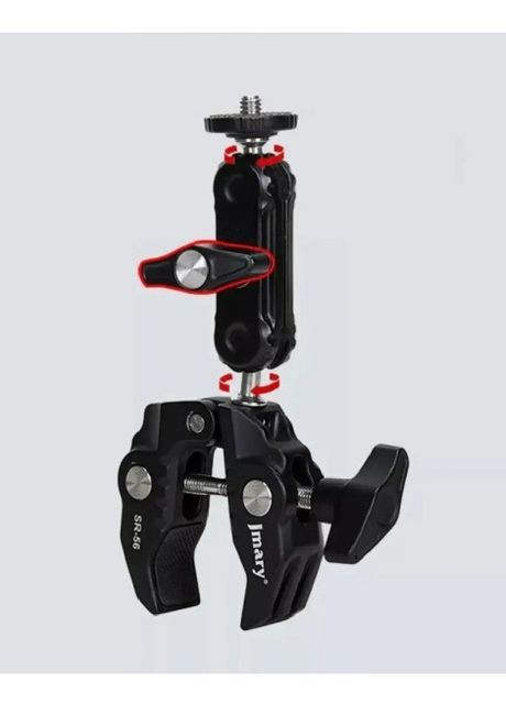 Кріплення краб для телефону та відеотехніки (аксесуар для GoPro, обертання на 360 градусів) - Чорний Jmary sr-56 (276401021)