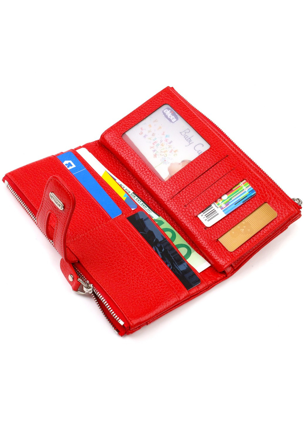 Яркий женский кошелек с удобным функционалом из натуральной кожи 21895 Красный Canpellini (259815871)