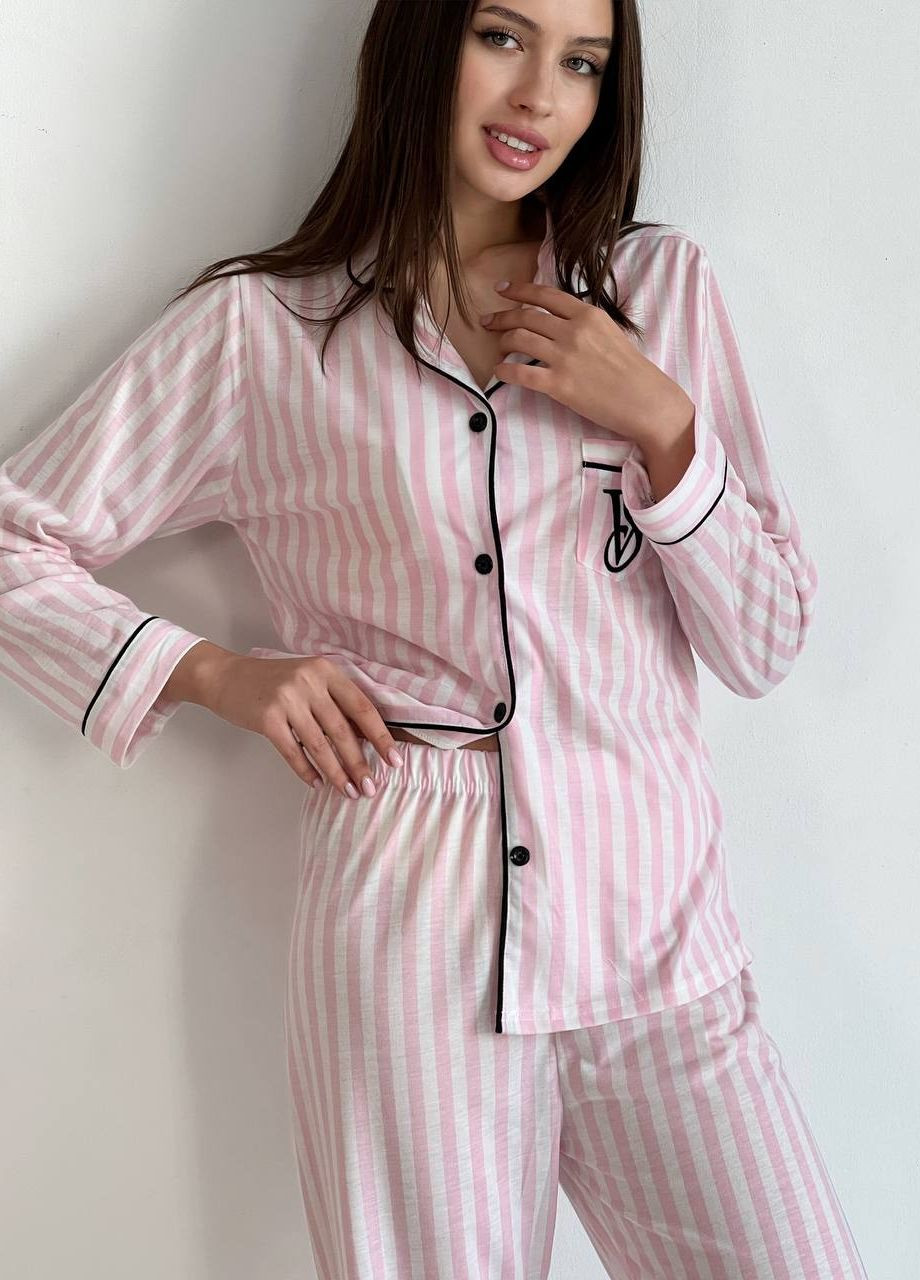 Розовая женская пижама в полоску Simply sexy