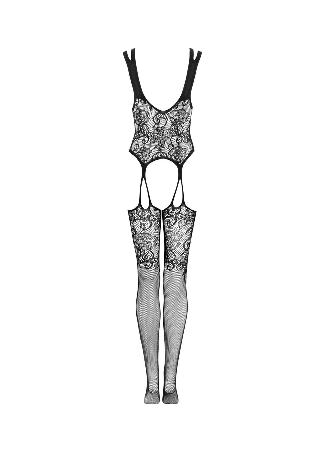 Бодистокинг Bodystocking F237 XL/XXL, растительное плетение, имитация чулок Obsessive (271991696)