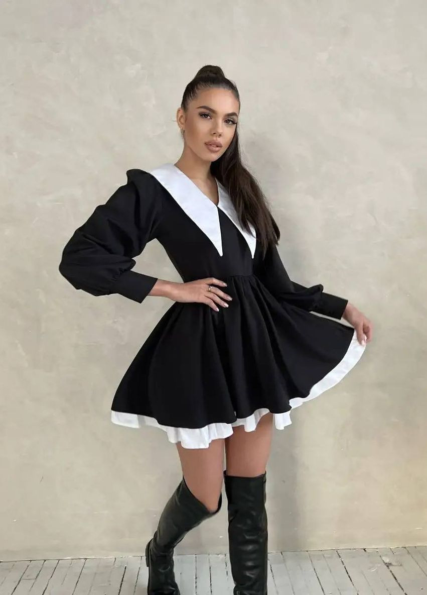 Черное кэжуал женское платье коттон No Brand