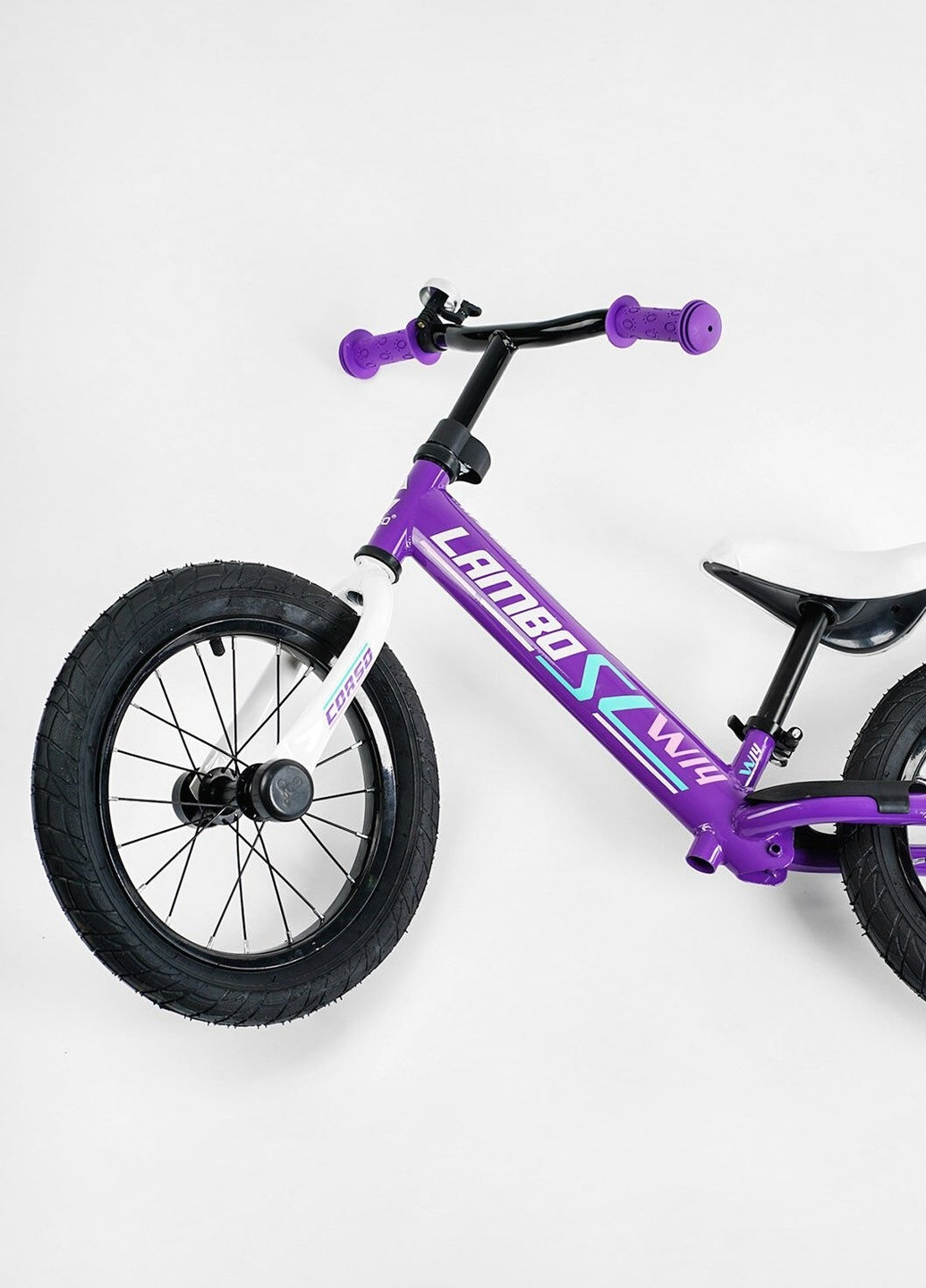 Велобіг 14" LAMBO сталева рама, колеса надувні гумові 14'', алюмінієві диски, підставка для ніг, підніжка, дзвінок Corso (259643021)