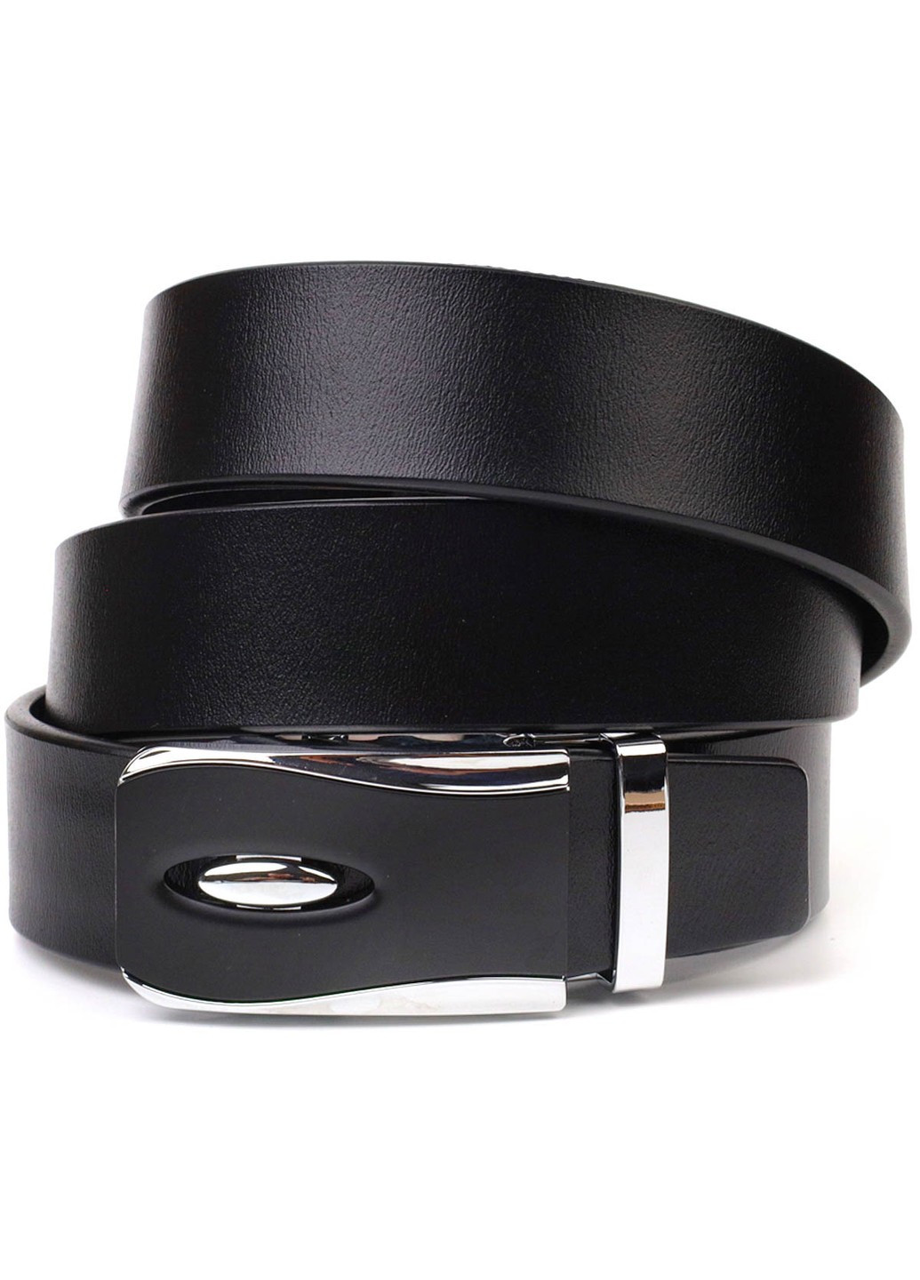 Брючный мужской ремень с пряжкой автомат из натуральной кожи 21465 Черный Vintage (260360843)