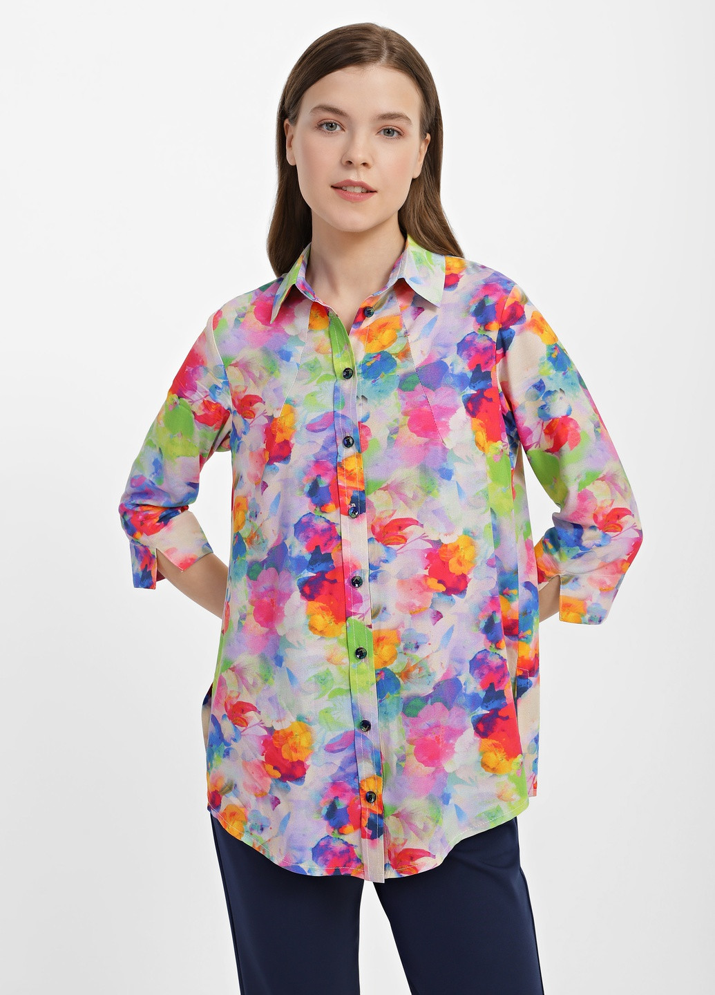 Комбинированная демисезонная блузка женская 1097-3 DANNA