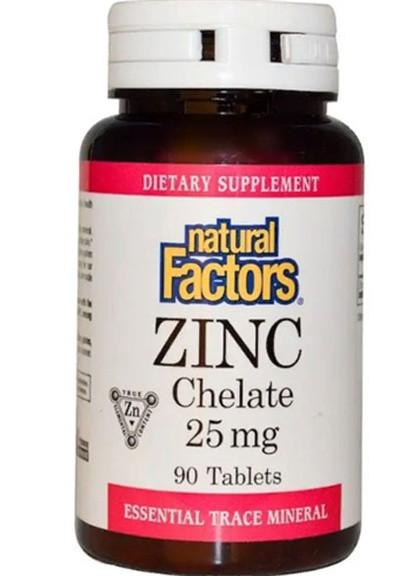 Zinc Chelate 25 mg 90 Tabs Natural Factors (256719676)