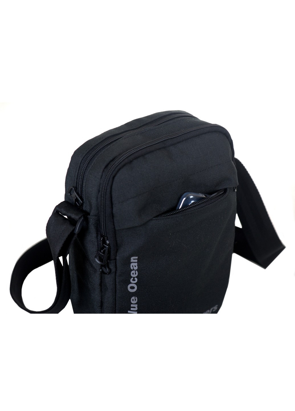 Сумка мужская со светоотражающим логотипом однотонная черная повседневная прогулочная No Brand (258591313)